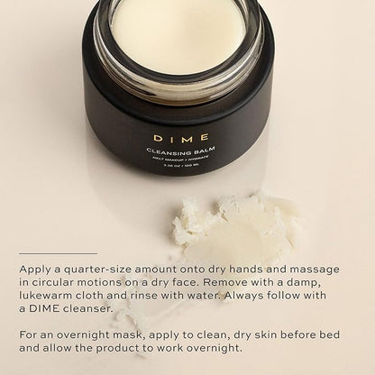 Dime Beauty Cleansing Balm, Oil Makeup Remover and Face Cleanser, Hydrating Eye Makeup Remover with Squalane, 3.38 oz / 100 ml
