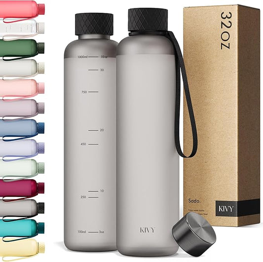 KIVY Tritan Water Bottle 2nd Generation (Ash Black, 32oz)