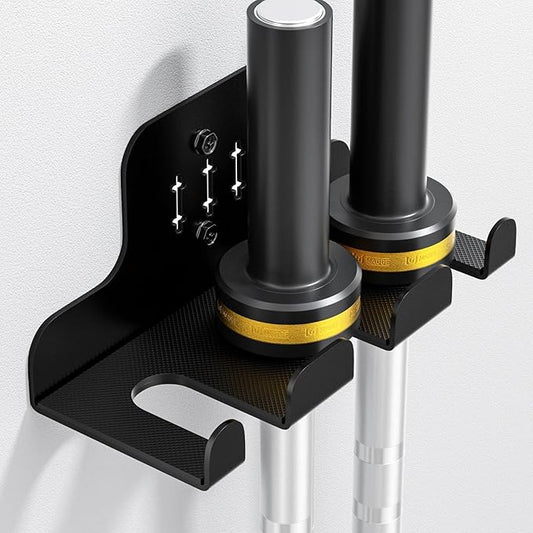 Barbell Wall Holder,Olympic Hanger,Garage Gym Bar Wall Rack,Vertical Barbell Mount Rack,Space Saving Commercial or Home Gym Accessory,Holds Under 33mm Bar Size(Black)