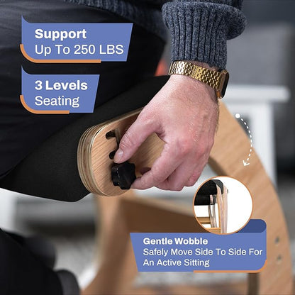Ergonomic Kneeling Chair with Adjustable Seats - Knee Chair for Posture Correction & Kneel Rocking Stool for Desk - Back Pain Relief and Support for Home and Office
