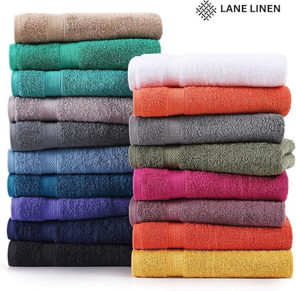 LANE LINEN 24 PC Premium Towel Set - 2 Bath Sheets, 4 Bath Towels, 4 Fingertip, 8 Washcloths, 6 Hand Towels - 100% Ringspun Cotton - Highly Absorbent Towels for Bathroom, Gym, Hotel & Spa - Navy Blue