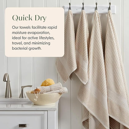 Springtree Home 100% Cotton Bath Towel Set | 6 Piece Set | Absorbent & Quick-Dry Towels | Textured and Durable Cotton | Krista Collection - Beige