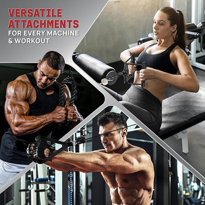 Yes4All Tricep Press Down Cable Machine Attachment Set, LAT Pulldown Attachment, Cable Machine Accessories for Home Gym