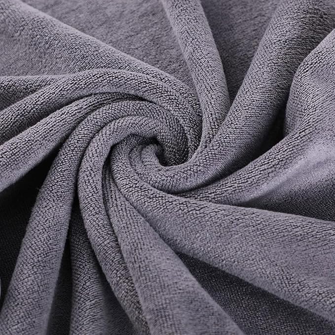 Microfiber Gym Towels Bigger Size Super Soft for Exercise Fitness, Sports, Workout, 380-GSM 15-Inch x 31-Inch Quick-Drying Towels (3 Pack, Pure Grey)