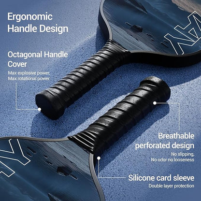 UMAY Fitness Pickleball Paddles Set of 2, USAPA Approved Fiberglass Surface Pickleball Rackets with 6 Indoor & Outdoor Pickleball Balls, Pickleball Bag and 2 Grip Tapes for Beginners Pros Men Women