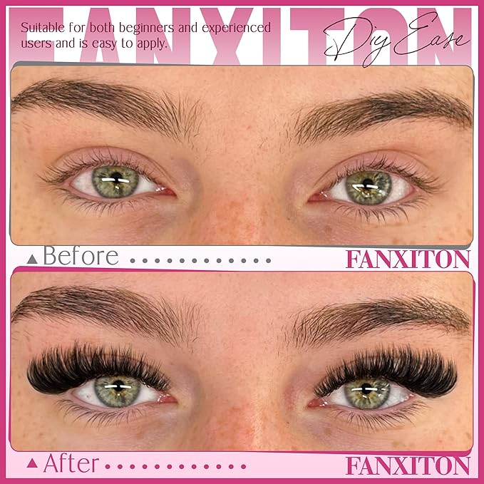 Cluster Lashes Volume Lash Clusters D Thick Eyelashes Extensions 14-16mm Mix 50D+80D Individual Lashes Thin Band Lash Bond and Seal Tweezers for DIY Lash Extension Beginners