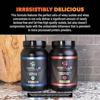 Gorilla Mind Premium Whey Protein - Cookies and Cream, 25 Grams of Whey Protein Isolate & Concentrate,Recover and Build Muscle (30 Servings)