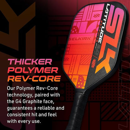 SLK Latitude 2.0 Pickleball Paddle | G4 Graphite Pickleball Paddle Face | Rev-Core+ Technology with SpinFlex Surface | Redesigned for Performance and Control