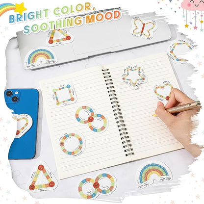 36 Pcs Anxiety Sensory Stickers Mental Health Stickers Fidget Textured Strips Toys Adhesive Tactile Calm Relief Items for Adults Desk School Counselor Classroom(Retro Breath Style)