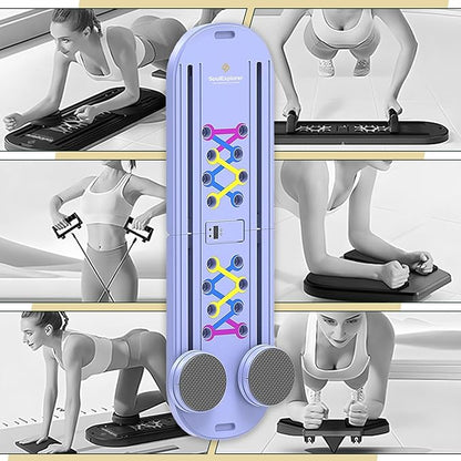 Pilates Board, Multi-Purpose Pilates Reformer Set,Portable Pilates Reformer Board with Yoga Socks & Resistance Bands ,Best for Women Fitness & Exercise at Home Pilates Workout Board.