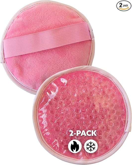 Alpi Circle Plush Gel Ice Packs Reusable & Microwavable – 4”x4” Small Ice Packs for Kids & Adults – Hot or Cold Eye Mask with Beads - Plush Comfort for Muscle Aches & Minor Discomfort – Pink