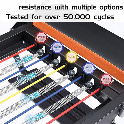 Pilates Reformer, tianhong Foldable Reformer Pilates Machine for Home Workout, with Springs & Cords, Pilates Equipment for Advanced and Beginners Users, Up to 250 lbs