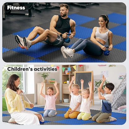 Home Gym Mat, Puzzle Exercise Mat, 1of EVA Interlocking Foam Floor Tiles for Home Workout Equipment and Kids' Play Areas - Grey, 24 in x 24 in x ½ in - 32 Tiles (Grey, 32 Pack 128 sq ft)