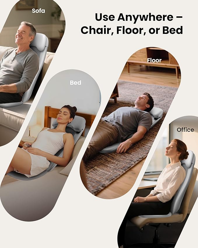 COMFIER Back Massager with Heat,2D/3D Shiatu Massage Seat Cushion,2 Auto Massage Modes,Full Back Massager with Vibration,Deep Tissue Kneading Chair Pad for Lower Waist,Gift for Men,Women