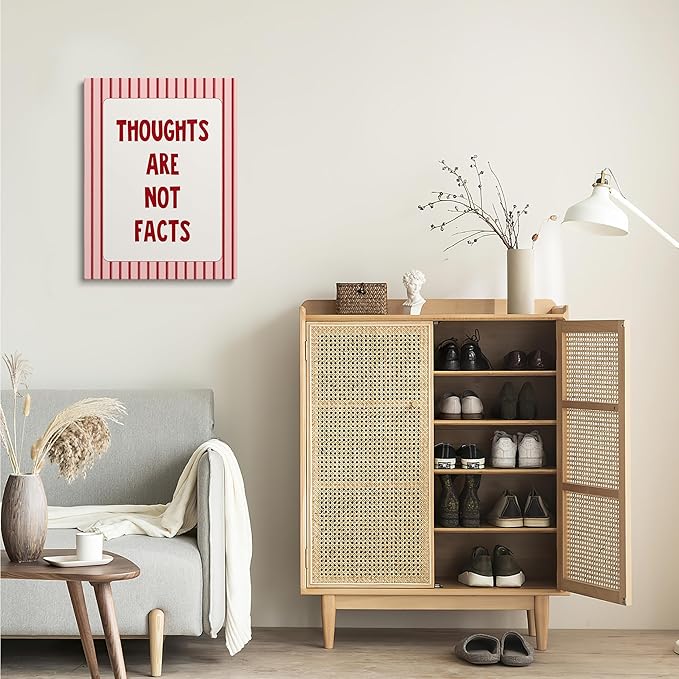 XWELLDAN Pink Mental Health Thoughts Are Not Facts Framed Canvas Wall Art Decor, Mental Health Therapy Psychologist Counselor Office Decor, 11x14 Inches