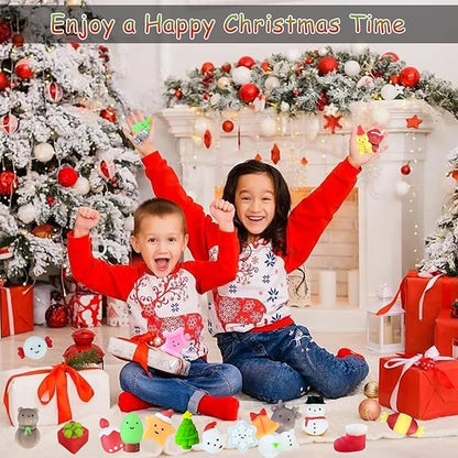 80PCS Random Christmas Mochi Squishy Toys Squishies Christmas Toys for Kids Girls Boys Toddlers Christmas Party Favors, Stress Relief Toys Classroom Prizes Stocking Stuffers Gifts