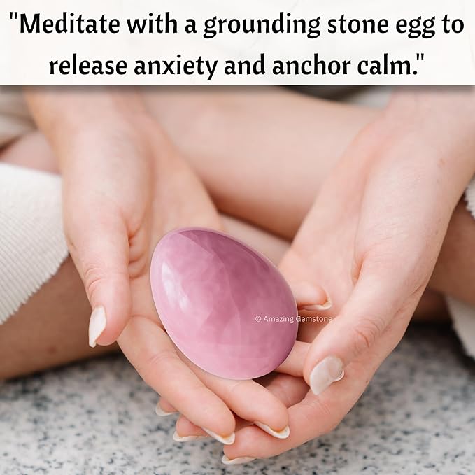 Amazing Gemstone Rose Quartz Crystal Yoni Egg, 2 Inches - Premium Crystals and Healing Stones Yoni Egg for Pelvic Floor Health, Natural Healing Crystal Eggs for Meditation and Stress Relief