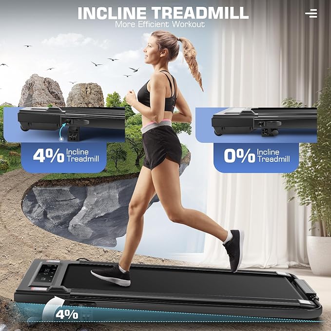 ANCHEER Foldable Treadmill with 12% Incline, 3.0HP Walking Pad Treadmills with Handle Bar, 320LBS Capacity/2S Folding/Widened Belt, Quiet Portable Walking Treadmill Under Desk with LED