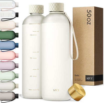 KIVY Tritan Water Bottle 2nd Generation (White Gold, 50oz)