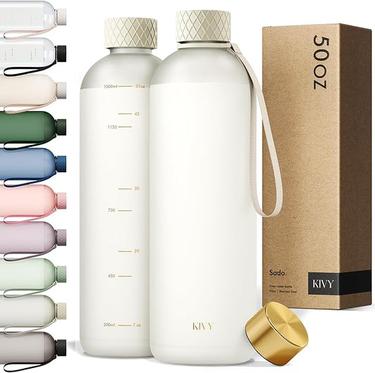 KIVY Tritan Water Bottle 2nd Generation (White Gold, 50oz)