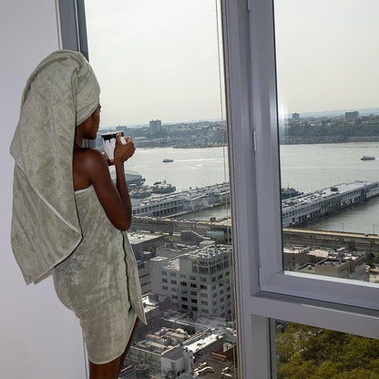 Mosobam Luxury Turkish Towels Set of 4 Bath Sheets 35X70 Seagrass Green 700 GSM Bamboo Viscose & Aegean Turkish Combed Cotton