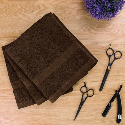 Utopia Towels, Salon Towel, Pack of 12, Not Bleach Proof, 16 by 27 Inches, Highly Absorbent Cotton Towels for Hand, Gym, Beauty, Spa, and Home Hair Care, Dark Brown