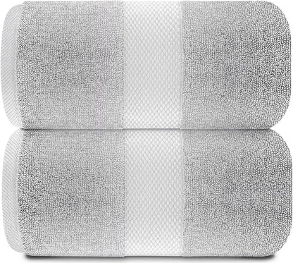 White Classic Luxury Bath Sheets Towels for Adults Extra Large | Highly Absorbent Hotel Collection | 35x70 Inch | 2 Pack (Dolphin Gray)