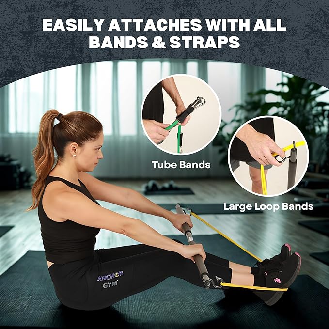 Anchor Gym Resistance Band Bar - Alloy Steel Pilates Bar for Exercise, Workouts, Yoga and Strength Training