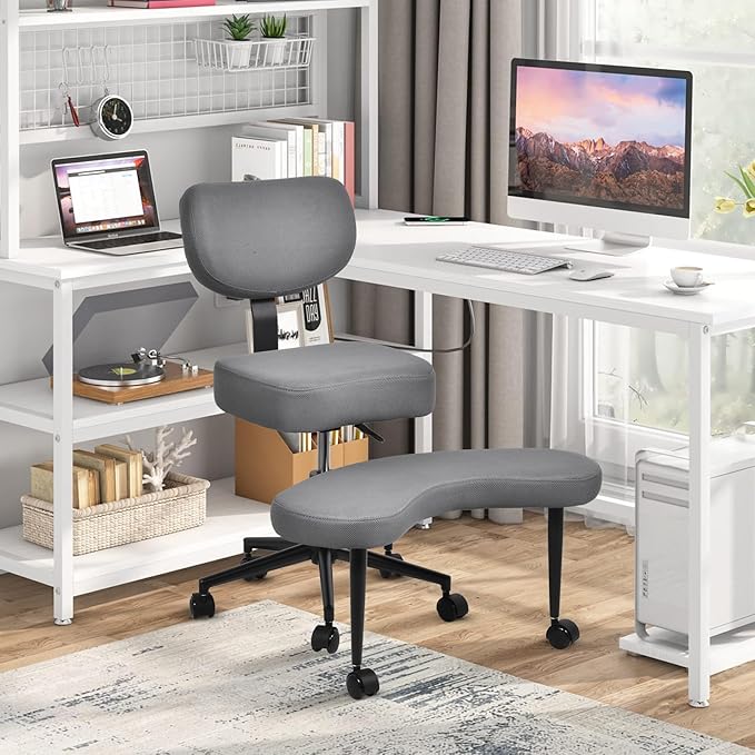 Meditation Chair, Cross Legged ADHD Office Chair for Adults with Wheels Ergonomic Back Support and Leg Rest for Multi Position Criss Cross Sitting Kneeling and Yoga Height Adjustable, Mesh Style
