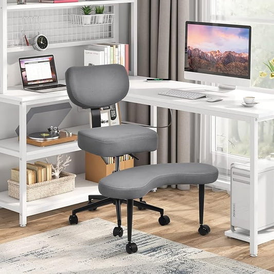 Meditation Chair, Cross Legged ADHD Office Chair for Adults with Wheels Ergonomic Back Support and Leg Rest for Multi Position Criss Cross Sitting Kneeling and Yoga Height Adjustable, Mesh Style