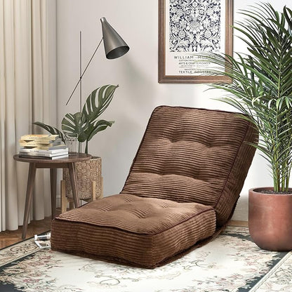 HollyHOME Adjustable Floor Chair with 6 Positions, Folding Lazy Sofa Recliner with Back Support, Thick Sponge Cushion and Portable Handle, Comfy Gaming Meditation Chair for Dorm, Bedroom, Coffee
