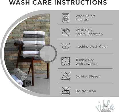 100% Cotton Bath Towel Set of 18-4 Bath Towels, 6 Hand Towels, 8 Wash Cloths, Sustainable, Soft, Highly Absorbent, Combed Cotton 18 Piece Set for Hotels, Spa, Bathroom, Dorm, White