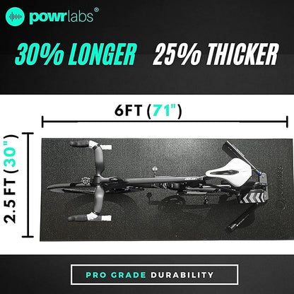 Powr Labs Bike Mat Compatible with Peloton, Treadmill, Exercise Equipment, Elliptical, Walking Pad, Indoor Bike Trainers, Home Gym Workout - Protects Hardwood Floors and Carpet