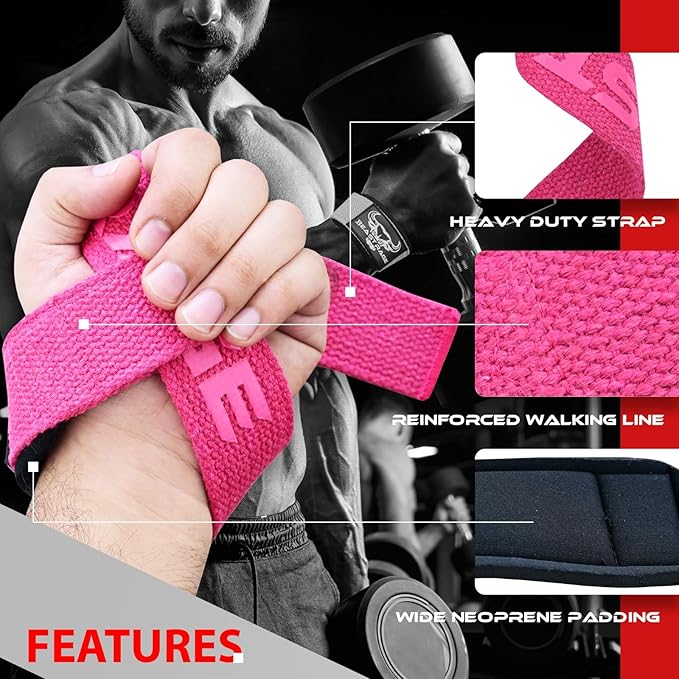 BEAST RAGE Lifting Wrist Straps for Weightlifting, Weight Lifting Straps Gym Grip Power Workouts Lifting Straps Padded Cotton Men Women Wrap Lift Deadlift Straps Hard Pull Exercise