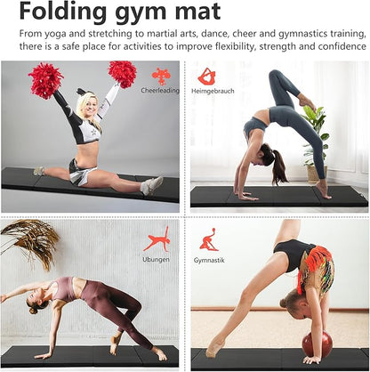 Gymnastics Mat, ‎4x8FT Wrestling Mat, Thick Yoga Mat 2 Inches with Carrying Handles, Tumbling Mat with Sturdy Stitching Waterproof PU Leather Cover, Gymnastics Mats for Tumbling Stretching Yoga