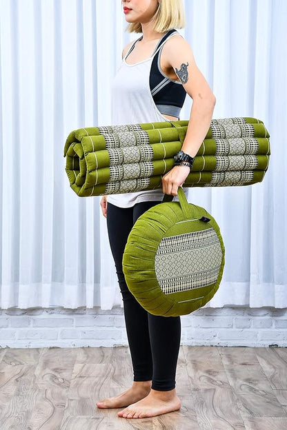 Leewadee Zabuton Seating Cushion – Square Floor Seat for Meditation Exercises, Light Yoga Mat Filled with Kapok