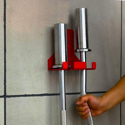Olympic Barbell Hanger,Garage Gym Bar Wall Rack,Vertical Barbell Mount Rack,Space Saving Commercial or Home Gym Accessory,Holds Under 33mm Bar Size