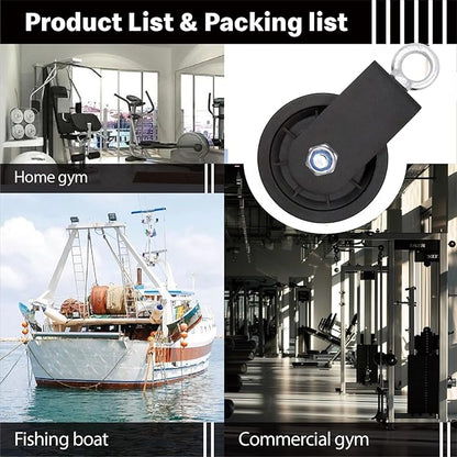 Pulley system for home gym, Aluminum GYM Pulley Wheel Universal Aluminum Alloy Bearing Pulley Wheel for Cable Machine Gym Equipment Part Garage Door