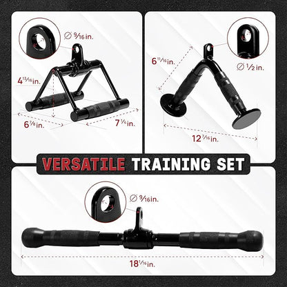 Yes4All Tricep Press Down Cable Machine Attachment Set, LAT Pulldown Attachment, Cable Machine Accessories for Home Gym