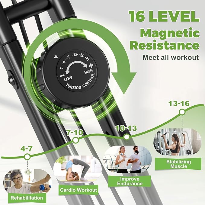 Caromix Folding Exercise Bike, 5 in 1 Stationary Magnetic Cycling Bicycle Upright Indoor Cycling Bike for Home Workout 330LB Capacity