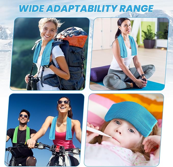 INNOLIFE 6 Pack Cooling Towels Breathable Ice Towel for Sports, Gym, Fitness, Running, Hiking, Yoga (Multicolor)