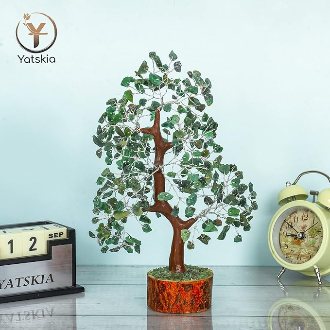 YATSKIA Green Aventurine - Crystal Tree, Gemstone Tree, Chakra Tree of Life, Balancing Tree, Healing Crystal, Crystal and Stone Decor, Fungshui Decorations, Positive Energy Gifts for Women