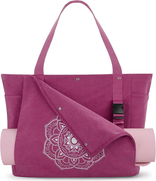 Gonex Yoga Mat Bag, Yoga Gym Bag Tote Bag with Multi Pockets For Women Men, Canvas Yoga Mat Carrier Take in Out Mat Easily For Pilates Travel Workout Office