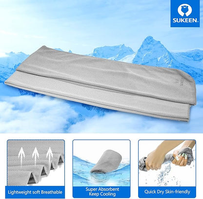 Sukeen [4 Pack] Cooling Towel (40"x12"),Ice Towel,Soft Breathable Chilly Towel,Microfiber Towel for Yoga,Sport,Running,Gym,Workout,Camping,Fitness,Workout & More Activities (Light Grey)
