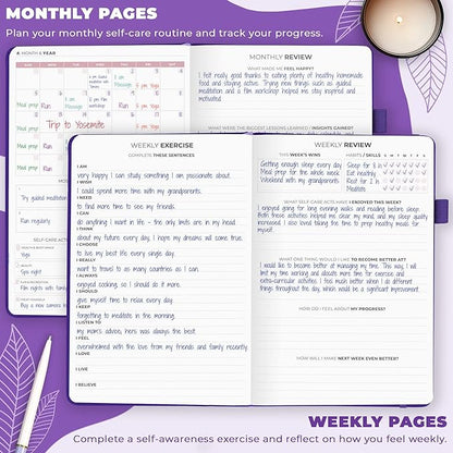 Clever Fox Self-Care Journal – Daily Reflection Notebook – Mental Health & Personal Development Planner, Meditation & Mood Log, A5 (Purple)