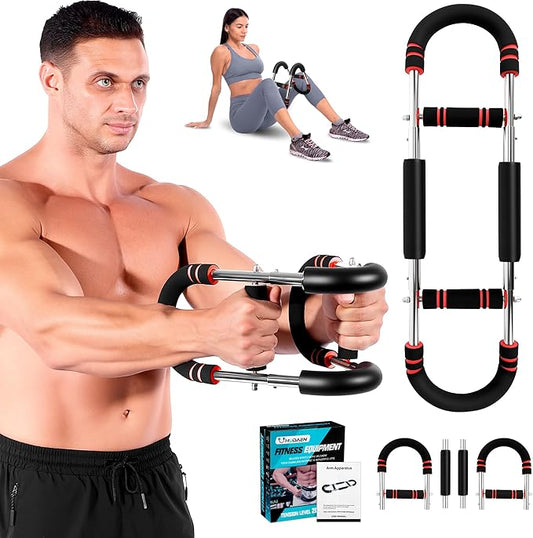 Twister Arm Trainer, Adjustable Chest Workout Equipment, Portable Detachable Chest Exerciser for Men & Women, Power Twister Bar, Home Gym Fitness Equipment