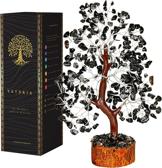 Black Tourmaline Crystal - Bonsai Tree, Money Tree, Black Tree, Tree of Life Decor, Chakra Tree of Life, Energy Gifts for Women, Crytals and Gemstones