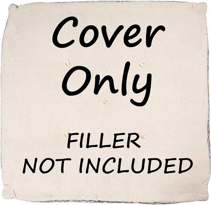 Mandala Life ART Boho Floor Cushion Cover Gray Square Moroccan Pouf Ottoman Pillow for Meditation Yoga and Boho Chic Low Seating Area Cotton 24x8 Unstuffed