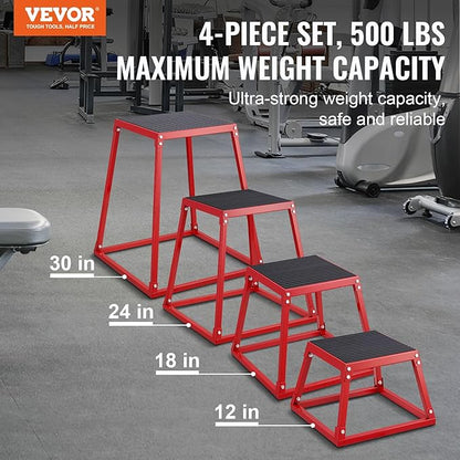 VEVOR Plyometric Jump Box, 18 Inch Plyo Box, Steel Plyometric Platform and Jumping Agility Box, Anti-Slip Fitness Exercise Step Up Box for Home Gym Training, Conditioning Strength Training