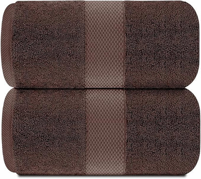 White Classic Luxury Soft Brown Bath Sheet Towels - 650 GSM Cotton Luxury Bath Towels Extra Large 35x70 / Highly Absorbent and Quick Dry/Hotel Collection Extra Large Bath Towels Oversized, 2 Pack